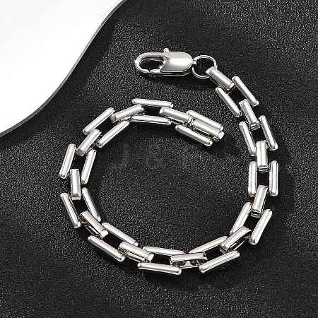 304 Stainless Steel Rectangle Link Chain Bracelets for Women Men BJEW-F488-30P-01-1