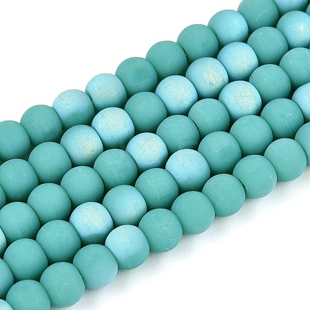 Frosted Opaque Glass Beads Strands GLAA-T032-P4mm-MBB12A-1