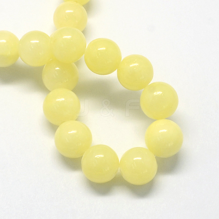 Natural Dyed Yellow Jade Gemstone Bead Strands G-R271-10mm-Y06-1