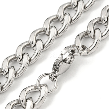 Non-Tarnish 201 Stainless Steel Cuban Link Chain Necklaces for Women and Men NJEW-F322-03P-01-1