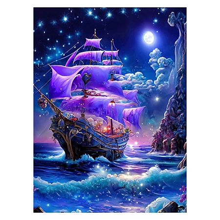 Fancy Night Sailboat DIY Diamond Painting Kit PW-WG15544-04-1