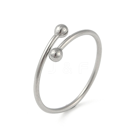 Non-Tarnish 304 Stainless Steel Round Ball Open Cuff Finger Rings for Women RJEW-C105-01P-1