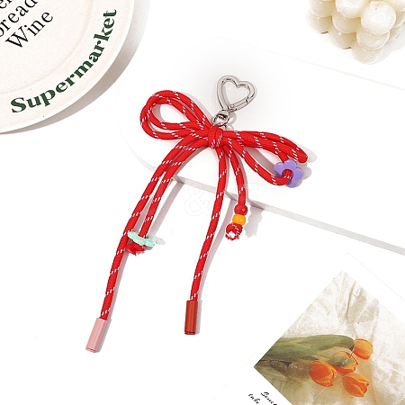 Polyester Braided Rope Bowknot Hanging Ornaments PW-WG70E10-07-1