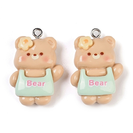 Bear Resin Pendants RESI-U004-02F-1