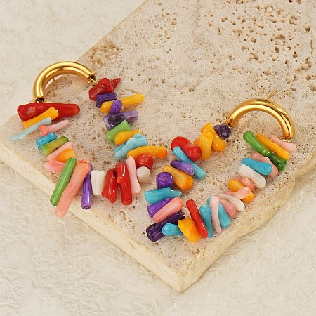 304 Stainless Steel Acrylic Chip Stud Earrings EJEW-U045-03G-1