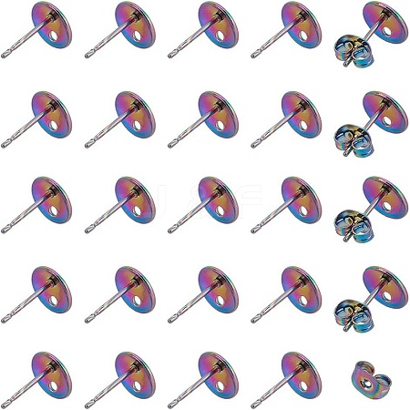 50Pcs Ion Plating(IP) 304 Stainless Steel Stud Earring Findings STAS-AR0002-52-1