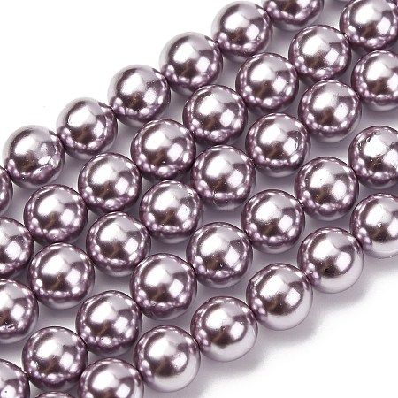 Electroplated Shell Pearl Beads Strands BSHE-G041-8mm-02-1