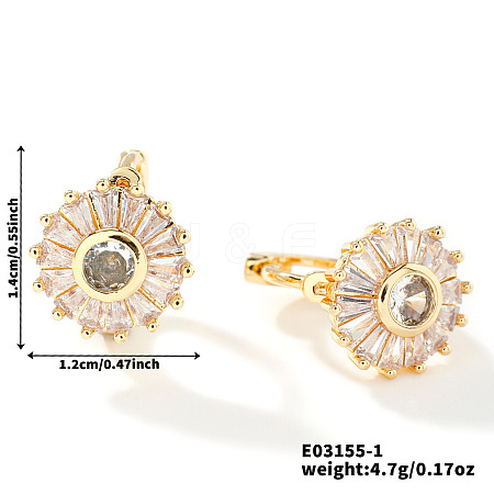 Luxury Flat Round Brass Stud Earrings DW7237-1-1