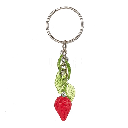 Resin Strawberry Pendant Keychain KEYC-JKC00651-02-1