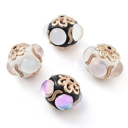 Alloy with Resin Handmade Indonesia Beads FIND-Q106-48-1