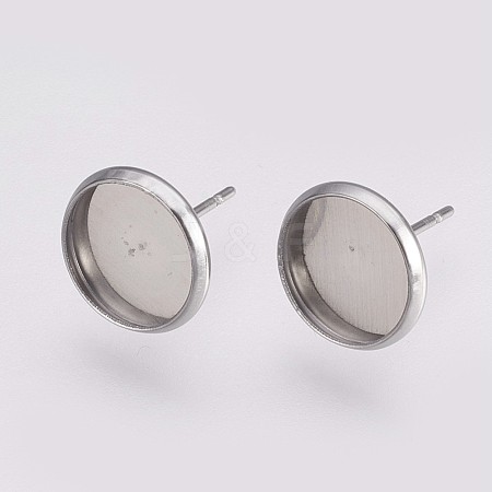 Non-Tarnish 202 Stainless Steel Stud Earring Settings X-STAS-I088-E-03P-1