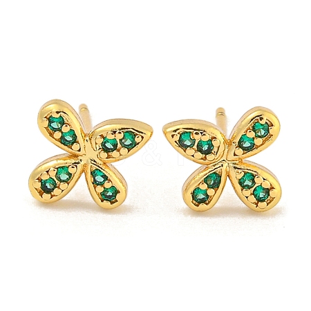 Rack Plating Brass Micro Pave Clear Cubic Zirconia Stud Earrings EJEW-N055-02G-03-RS-1