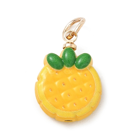 Alloy with Yellow Enamel Pendants AL-CBAE186-02G-02-1