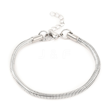 Tarnish Resistant Unisex 304 Stainless Steel Round Snake Chain Bracelets LS-BJEW-H541-02A-P-1