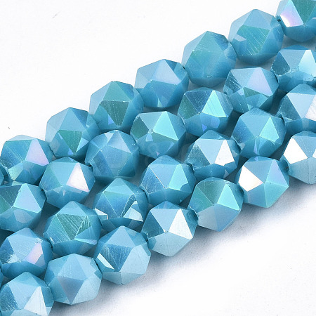 Electroplate Opaque Glass Beads Strands X-EGLA-T019-05L-1