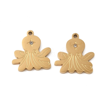 304 Stainless Steel with Rhinestone Pendants STAS-Z139-01G-1
