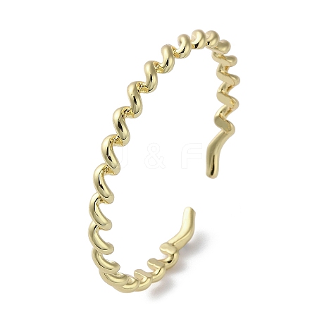 Rack Plating Brass Twist Spiral Cuff Bangles BJEW-M039-04G-1