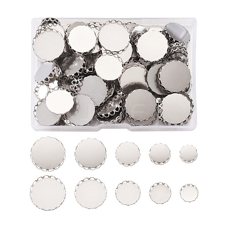 Craftdady 150Pcs 5 Styles 316 Surgical Stainless Steel Lace Edge Bezel Cups STAS-CD0001-09-1