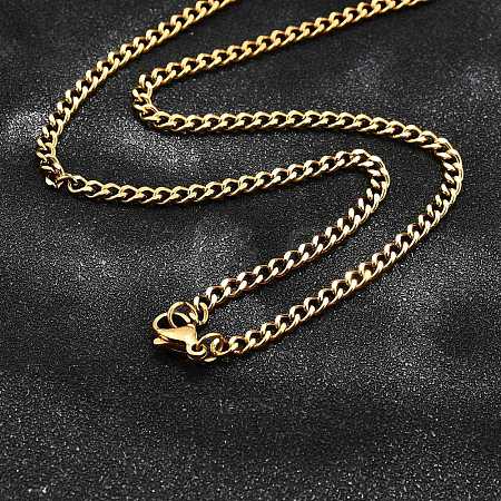 Ion Plating(IP) 304 Stainless Steel Curb Chain Necklaces NJEW-H492-01G-1