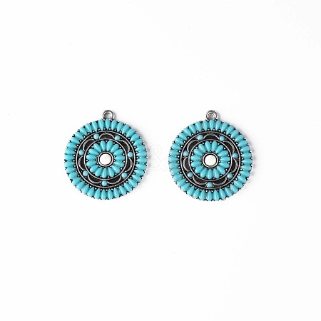 Synthetic Turquoise Pendants PALLOY-N157-034-1