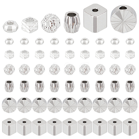 60Pcs 6 Styles Rack Plating Brass Spacer Beads KK-PH0006-89-1