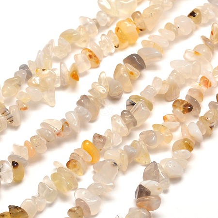 Natural White Agate Chip Bead Strands G-M205-51-1