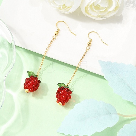 Handmade Lampwork Tassel Dangle Earrings EJEW-TA00658-1