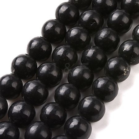 Natural Shungite Beads Strands G-D481-15B-1