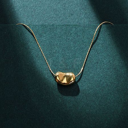 304 Stainless Steel Bean Pendant Necklaces for Women NJEW-K255-40G-1