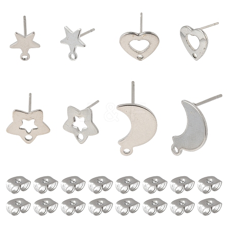 16Pcs 4 Styles 304 Stainless Steel Stud Earring Findings STAS-FS0001-85P-1