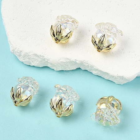 5Pcs UV Plating Transparent Acrylic Beads MACR-YW0004-28D-1