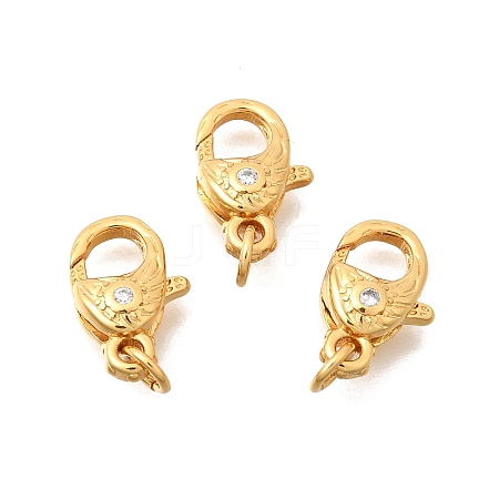 Brass Micro Pave Clear Cubic Zirconia Lobster Claw Clasps KK-G600-25G-04-1
