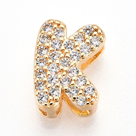 Brass Micro Pave Cubic Zirconia Charms KK-N254-217G-K-1