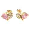 Brass Pave Cubic Zirconia Stud Earrings EJEW-M088-03G-02-1