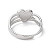 304 Stainless Steel Hollow Heart Adjustable Rings RJEW-D006-22P-3