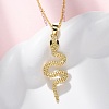 Brass Micro Pave Green Cubic Zirconia Snake Pendant Necklaces LS-NJEW-S438-02E-G-2