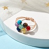 Natural & Synthetic Mixed Gemstone Round Beaded Chakra Theme Fringer Ring RJEW-TA00107-2
