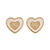 Heart Brass Micro Pave Clear Cubic Zirconia Stud Earrings KK-D363-12B-G-2