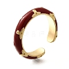 Brass Enamel Cuff Rings for Women RJEW-U040-01G-01-4