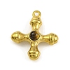 Natural Tiger Eye & 304 Stainless Steel Cross Pendants STAS-H221-01G-08-1