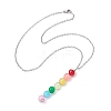 Colorful Glass Round Beaded Pendant Necklaces NJEW-JN04581-02-4