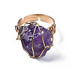 Adjustable Natural Amethyst Finger Rings RJEW-T019-02F-KC-2