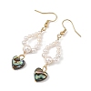 Shell Pearl & Abalone Shell/Paua Shell Beads Dangle Earrings EJEW-JE07314-02-4