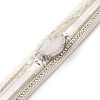 Vintage Leather Bracelet with European and American White Crystal Inlaid Diamonds - Magnetic Buckle. ST1113701-3