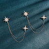  2Pcs Star with Tassel Chain Brooch Pin JEWB-NB0001-12-6