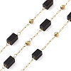 Natural Dyed & Heated Black Agate Rectangle Beaded Chains AJEW-SZ0002-42G-1