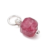 Natural Colorful Tourmaline Table Cut Cube Charms with 304 Stainless Steel Findings PALLOY-JF04875-4