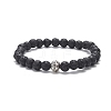 4Pcs 4 Style Heart & Round & Flat Round Alloy & Natural Lava Rock Beaded Stretch Bracelets Set for Women BJEW-JB09365-3