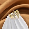 Rack Plating Brass Micro Pave Clear Cubic Zirconia Cuff Finger Rings for Women RJEW-M028-46G-4