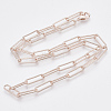 Brass Textured Paperclip Chain Necklace Making MAK-S072-01A-RG-2